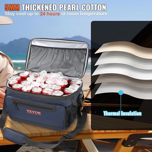 VEVOR Hardbody Cooler Bag, 600D Oxford Fabric Insulated Cooler Bag, Leakproof and Waterproof Hardbody Deep Freeze Cooler with PP Plastic Bucket, Bottle Opener for Beach, Hiking, Travel in Kuwait