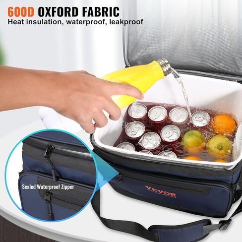 VEVOR Hardbody Cooler Bag, 600D Oxford Fabric Insulated Cooler Bag, Leakproof and Waterproof Hardbody Deep Freeze Cooler with PP Plastic Bucket, Bottle Opener for Beach, Hiking, Travel in Kuwait