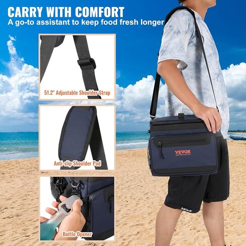 VEVOR Hardbody Cooler Bag, 600D Oxford Fabric Insulated Cooler Bag, Leakproof and Waterproof Hardbody Deep Freeze Cooler with PP Plastic Bucket, Bottle Opener for Beach, Hiking, Travel in Kuwait