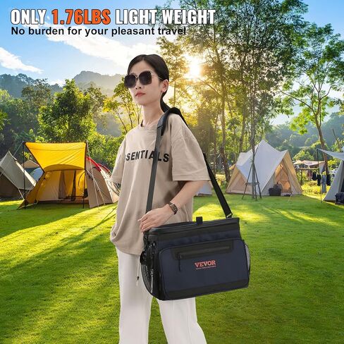 VEVOR Hardbody Cooler Bag, 600D Oxford Fabric Insulated Cooler Bag, Leakproof and Waterproof Hardbody Deep Freeze Cooler with PP Plastic Bucket, Bottle Opener for Beach, Hiking, Travel in Kuwait