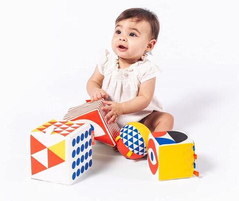 Follies The Baby Bauhaus Set - Award Winning Soft Baby Blocks and Shapes from 0 to 18 Months - Must Have Montessori Developmental Sensory Toys, Tummy Time, and Brain Development in Saudi Arabia