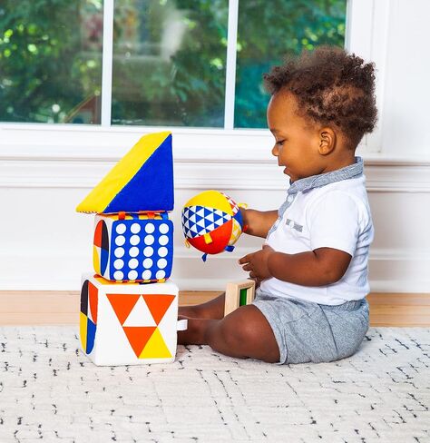 Follies The Baby Bauhaus Set - Award Winning Soft Baby Blocks and Shapes from 0 to 18 Months - Must Have Montessori Developmental Sensory Toys, Tummy Time, and Brain Development in Saudi Arabia