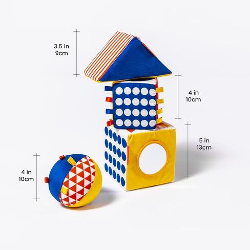 Follies The Baby Bauhaus Set - Award Winning Soft Baby Blocks and Shapes from 0 to 18 Months - Must Have Montessori Developmental Sensory Toys, Tummy Time, and Brain Development in Saudi Arabia