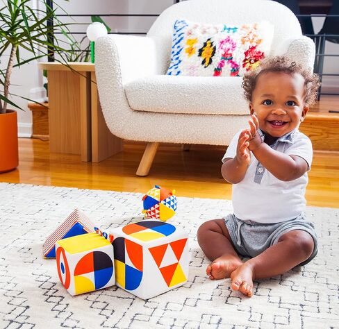 Follies The Baby Bauhaus Set - Award Winning Soft Baby Blocks and Shapes from 0 to 18 Months - Must Have Montessori Developmental Sensory Toys, Tummy Time, and Brain Development in Saudi Arabia