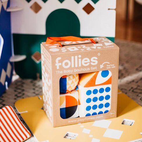 Follies The Baby Bauhaus Set - Award Winning Soft Baby Blocks and Shapes from 0 to 18 Months - Must Have Montessori Developmental Sensory Toys, Tummy Time, and Brain Development in Saudi Arabia