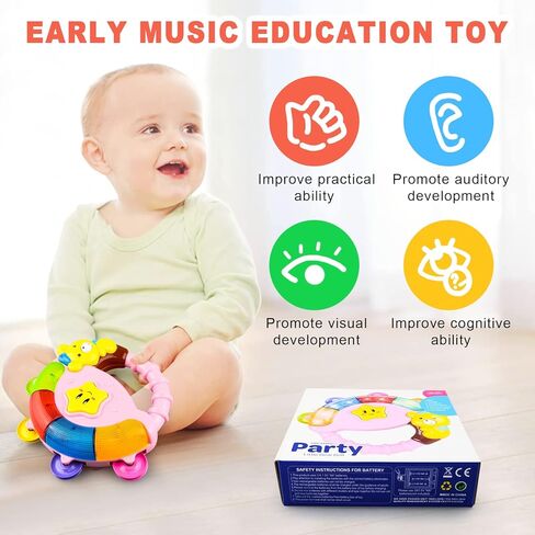 ألعاب الأطفال من OKREVIEW من 6 إلى 12 شهرًا - جرس نشاط خشخيشات للأطفال، لعبة خشخيشات موسيقية للأطفال مع أوضاع إضاءة أغنية موسيقية متعددة، ألعاب أطفال من عمر 6 إلى 12 شهرًا، هدايا عيد الميلاد والكريسماس للأولاد والبنات in Kuwait