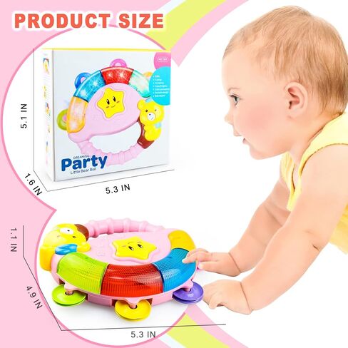 ألعاب الأطفال من OKREVIEW من 6 إلى 12 شهرًا - جرس نشاط خشخيشات للأطفال، لعبة خشخيشات موسيقية للأطفال مع أوضاع إضاءة أغنية موسيقية متعددة، ألعاب أطفال من عمر 6 إلى 12 شهرًا، هدايا عيد الميلاد والكريسماس للأولاد والبنات in Kuwait