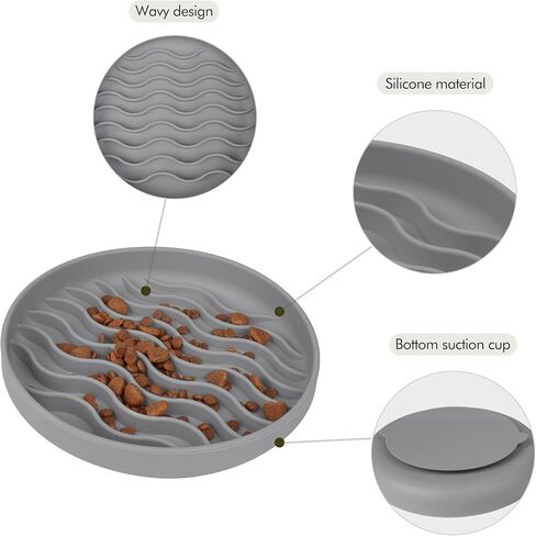 كيشير اوعية طعام بطيئة للكلاب مع بساط طعام، وعاء سيليكون بطيء التغذية للقطط مع اكواب شفط للسلالات الصغيرة والمتوسطة، تصميم غير قابل للانزلاق، يقلل من الملل والقلق، خالي من BPA in Kuwait