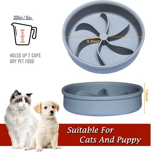 Slow Feeder Dog Bowls,Dog Food Bowls for Small Breed,Cat Bowl, Silicone Dog Bowl,Slow Feeding Dog Bowl Insert, Dog Food Slow Feeder Bowl, Slows Down Pets Eating, Healthy Diet Bowl in Saudi Arabia