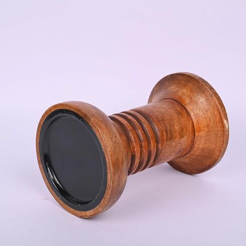 مجموعة حامل الشمعدانات المزخرفة من خشب المانجو البني من NIRMAN، ديكور مركزي لطاولة الطعام في بار الموقد (بني) (4 بوصة × 4 بوصة × 6 بوصة، 4 بوصة × 4 بوصة × 8 بوصة) in Kuwait