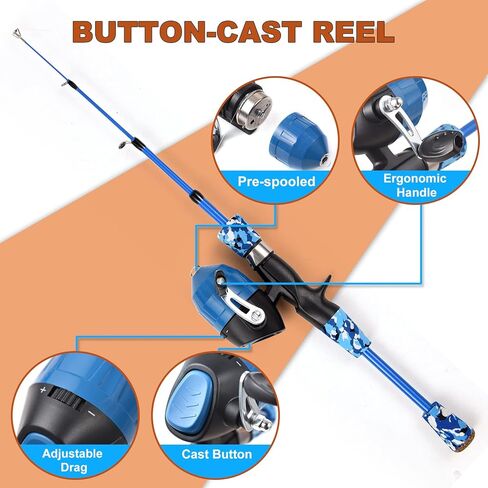 doorslay Kids Fishing Rod and Reel Combo Full Kit 1.2m/1.5m Telescopic Casting Rod Pole with Spincast Reel and Hooks Lures Swivels Carry Bag in Saudi Arabia