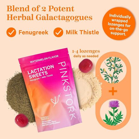 بينك ستورك مجموعة دعم الرضاعة للنساء المرضعات - مكملات الرضاعة والشاي والحلويات لتزويد حليب الثدي وتدفقه، مع الحلبة والشمر وشوك الحليب، مجموعة من 3 قطع in Kuwait