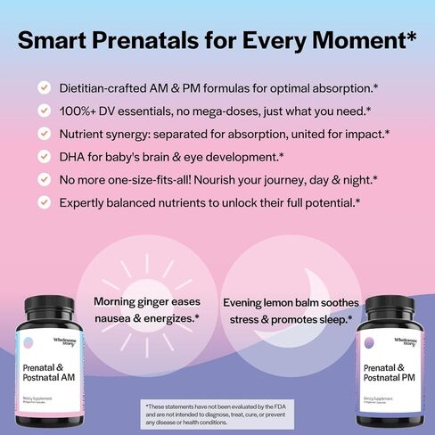 فيتامينات ممتازة متاحة حيويًا قبل الولادة وبعدها للنساء مع حمض DHA والفولات والحديد | 100% من الفيتامينات الأساسية للنساء أثناء الحمل والرضاعة | عبوتان من الجرعات المحسنة صباحًا ومساءً، تكفي لمدة 30 يومًا in Kuwait