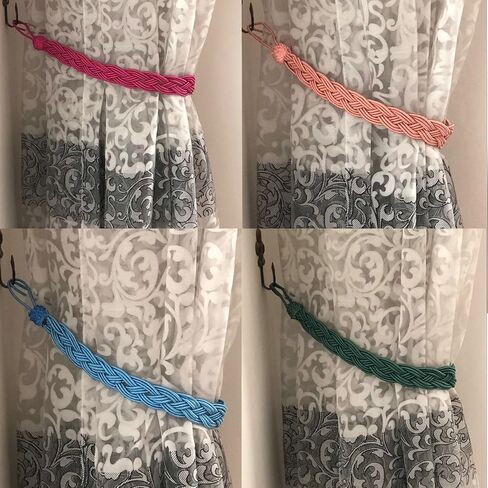 YING CHIC YYC 1Pair Simple Solid Color Fashion Knitted Curtain Rope Tieback Drapery Curtain Tieband Holder (Coffee) in Kuwait