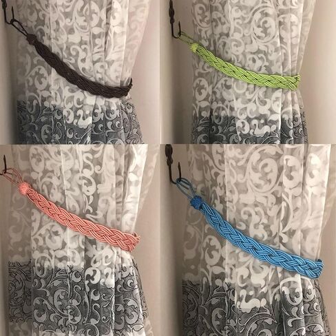 YING CHIC YYC 1Pair Simple Solid Color Fashion Knitted Curtain Rope Tieback Drapery Curtain Tieband Holder (Coffee) in Kuwait