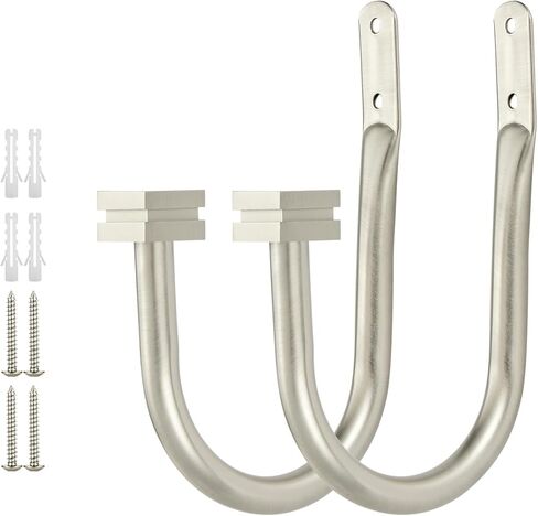 حوامل ستائر، 2 حزمة من حوامل الستائر المعدنية مع تيجان مربعة مثبتة على الحائط، ستائر ستائرية مزخرفة، حامل ستائر للنافذة، نيكل غير لامع in Kuwait