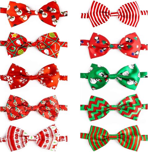 Segarty Puppy Bow Ties, 10 PCS Dog Bowtie Collar Bulk Holiday Cat Collar Grooming Bows for Pet Photography Festival Party Neck Wear Gift, Cute and Plaid Patterned in Kuwait