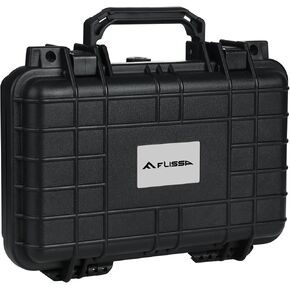 FLISSA 11.6 Inch Tactical Hard Gun Case Quality Approved Water & Shock Proof with Foam for Firearms, Optics, Accessories (Black & Grey)