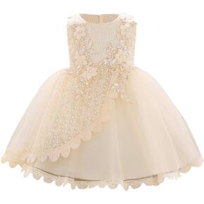 Lace Flower Girls Sequins Bow Tutu Dress for Infant Baby Christening Baptism Communion Birthday Party Wedding Dresses