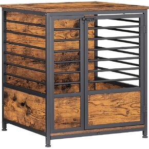 أثاث قفص الكلاب، طاولة نهاية جانبية لقفص الكلاب الخشبي شديد التحمل من ميلوس، بيت للكلاب داخلي، هيكل أنبوبي فولاذي بتصميم زخرفي، بيت قفص للحيوانات الأليفة للكلاب الكبيرة/المتوسطة/الصغيرة، بني ريفي in Kuwait