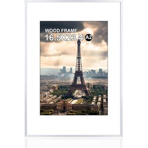 POUKROO A2 Poster Frame,16.5x23.4 Silver Thin Aluminum Picture Frames with Polished Plexiglass,Easy to Hang,Display Picture A2 without Mat or A3 with Mat for Wall Mounting Horizontally and Vertically in Kuwait