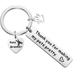 bobauna Pet Groomer Keychain Thank You For Making My Pets Pretty With Paw Print Charm Thank You Gift