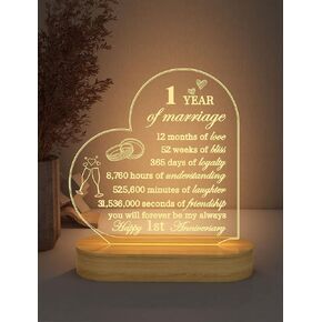 FULLOSUN Anniversary Wedding Gifts for Him/Her, I Love You Night Light 3D Illusion Lamp for Couple Wife Husband Romantic Valentines Wedding Day Present (5th)