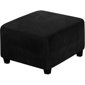 SHEKAKO Velvet Ottoman Cover, Stretch Footstools Covers, Plush Foot Stool Slipcover, Removable Footrest Stool Sofa Slipcovers, Folding Storage Stool Furniture Protector for Living Room(Blue,Square) in Kuwait