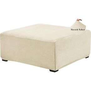 ANWUCHEN Ottoman Cover Square-Stretch Velvet Ottoman Cover -Soft Square Ottoman Covers Slipcover -Thick Storage Ottoman Cover Foot Stool Cover with Elastic Bottom Large Light Gray