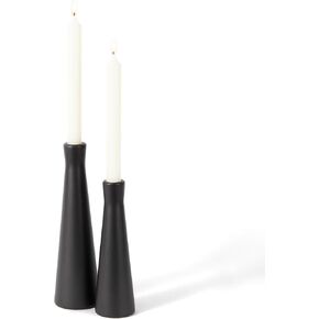 E-ROOM TREND Candle Holders Ceramic White Taper S&L Set of 2 Matte Stylish Decorative Candlestick Holders for Home Decor Dinning Wedding Party Aromatherapy Votive (CH7080W)