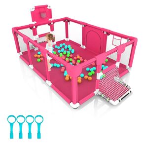Baby playpen, Kids Baby Ball Pit, Playpen for Babies,Indoor & Outdoor Playpen for Babies and Toddlers, Infant Safety Gates with Breath (Pink) in Saudi Arabia
