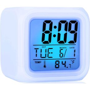 Kids Alarm Clock, Student Digital Clock for Boys Girls, 7 Colors Changing Light Bedside Clock for Children's Bedroom, Digital Alarm Clocks with Snooze, Temperature, Gift Idea for Kids in Kuwait