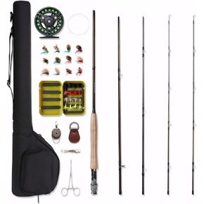 NetAngler Fly Fishing Rod and Reel Combo 4-Piece Fly Fishing Rod 5wt Aluminum Fly Reel 28 Pieces Flies Kit with Free Rod Tip,Backing,and Cloth Carry Bag in Saudi Arabia