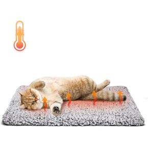 Nobleza Self Heating Cat Bed, Super Soft Thermal Dog Crate Bed Mat for Sleeping, Washable Anti-Slip Self Warming Pet Kennel Pad for Small Medium Cats Dogs Indoor Outdoor (White&Grey, M) in Kuwait