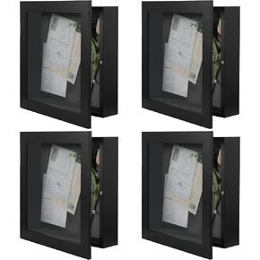 AUEAR، إطار صندوق ظلال مقاس 8 × 8، صندوق عرض للفنون والتذكارات والميداليات وذكريات الزفاف وتذاكر الطائرة والكتيبات و6 دبابيس متضمنة (8 × 8، بني فاتح، عبوة واحدة) in Kuwait
