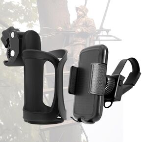 اولامجز مجموعة حامل اكواب وحامل جوال للصيد - حامل اكواب قابل للتعديل وحامل موبايل بدون استخدام اليدين، مشابك سهلة على حامل الغزلان او حامل الشجرة، حامل اكواب زجاجة مياه، اكسسوارات حامل شجرة in Kuwait