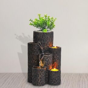 Greyhoo Indoor Water Fountain 3 Tier Column Tabletop Fountain Relaxation Min Waterfall for Room Decoration in Kuwait