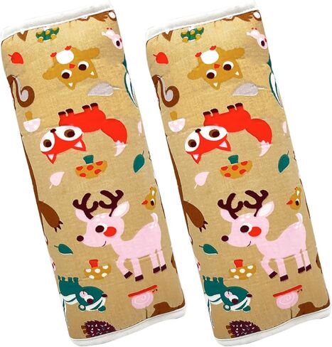 DEEZOMO قطعتان من غطاء رقبة مقعد السيارة للأطفال، وسادة حزام الأمان للأطفال من 5 إلى 16 عامًا، نمط كرتوني لطيف، وسادات حزام مقعد السيارة الناعمة المريحة، غطاء دعم الرقبة أثناء السفر (ديناصور D) in Kuwait