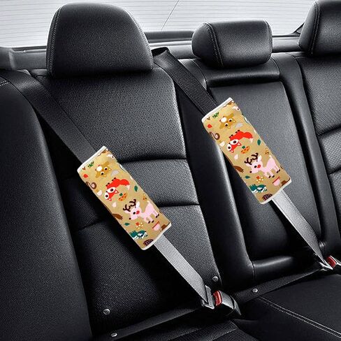 DEEZOMO قطعتان من غطاء رقبة مقعد السيارة للأطفال، وسادة حزام الأمان للأطفال من 5 إلى 16 عامًا، نمط كرتوني لطيف، وسادات حزام مقعد السيارة الناعمة المريحة، غطاء دعم الرقبة أثناء السفر (ديناصور D) in Kuwait