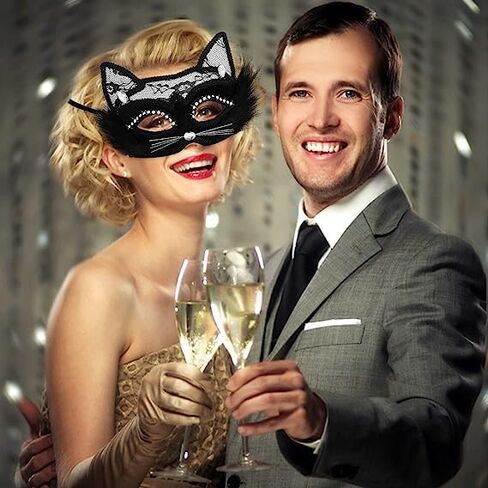 TACPAK القطة السوداء قناع الدانتيل قناع حفلة تنكرية قناع حفلة تنكرية نسائي فستان تنكرية عيد الميلاد الهالووين حفلة تنكرية مثير قطة سوداء دانتيل قناع العين in Kuwait