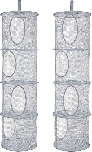 Hanging Stuffed Animal Storage Hammock Net 4 Tiers, Black | Hanging Mesh Storage Organizer for Kids Room, Holds Plushies, Gloves, Hats, Socks, Foldable Space-saving Design in Saudi Arabia