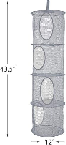 Hanging Stuffed Animal Storage Hammock Net 4 Tiers, Black | Hanging Mesh Storage Organizer for Kids Room, Holds Plushies, Gloves, Hats, Socks, Foldable Space-saving Design in Saudi Arabia