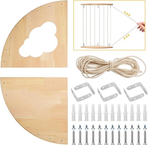 slcinwzdt Stuffed Animal Storage Holder, Hanging Stuffed Animal Organizer Wood Soft Toy Shelf for Corner with Adjustable Height, Plush Toy Shelf for Nursery Playroom, Bedroom, Kids Room in Kuwait