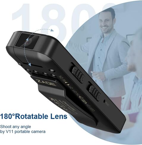 كاميرا الجسم ZAQE بسعة 64 جيجابايت، هيكل بدقة 1080 بيكسل HD وعدسة قابلة للدوران 180 درجة مع رؤية ليلية، وتسجيل حلقة VCR، وكاميرا يتم ارتداؤها على الجسم لتسجيل المحاضرات والاجتماعات والمشي وإرسال البيتزا in Kuwait