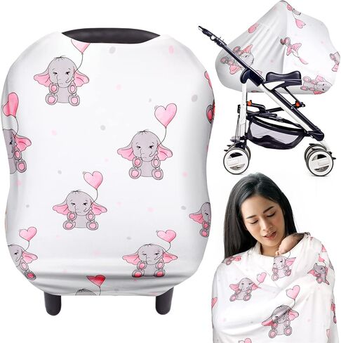 غطاء مقعد سيارة للأطفال الرضع غطاء مقعد سيارة مظلة قابل للتمدد الفيل الرضاعة غطاء مقعد السيارة للرضع الرضاعة الطبيعية ومقعد السيارة متعدد الاستخدام عربة التسوق غطاء كرسي عالٍ in Kuwait