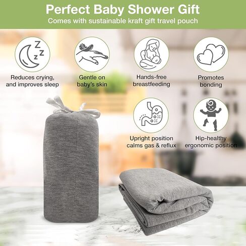 Mutualproducts- حامل أغطية الأطفال، حامل الأطفال حديثي الولادة إلى الأطفال الصغار، غطاء شبكي قابل للتعديل للرضع، مثالي للأطفال حديثي الولادة، قطن فاخر، أفضل هدية لعيد الأم (رمادي فاتح) in Kuwait