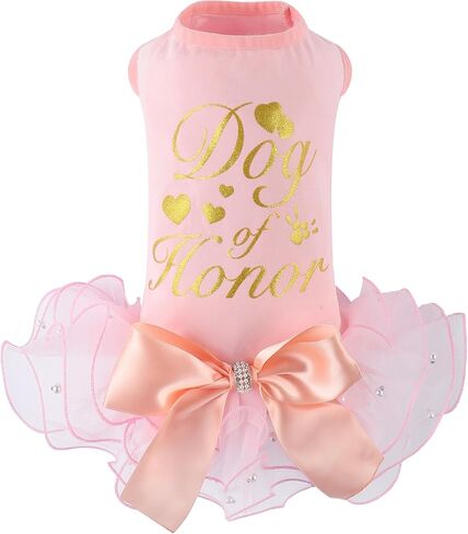 Dogs Glitter Wedding Dresses Tutu Skit for Small Medium Dog Pet Outfit Princess Flower Girl Clothes for Birthday Bridal Halloween Party Costume (Birthday Girl Pink, XS) in Saudi Arabia