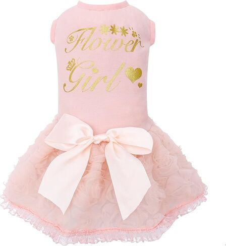 Dogs Glitter Wedding Dresses Tutu Skit for Small Medium Dog Pet Outfit Princess Flower Girl Clothes for Birthday Bridal Halloween Party Costume (Birthday Girl Pink, XS) in Saudi Arabia