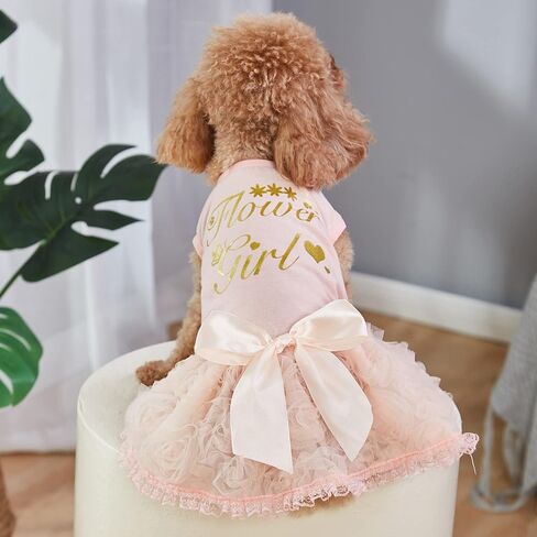 Dogs Glitter Wedding Dresses Tutu Skit for Small Medium Dog Pet Outfit Princess Flower Girl Clothes for Birthday Bridal Halloween Party Costume (Birthday Girl Pink, XS) in Saudi Arabia