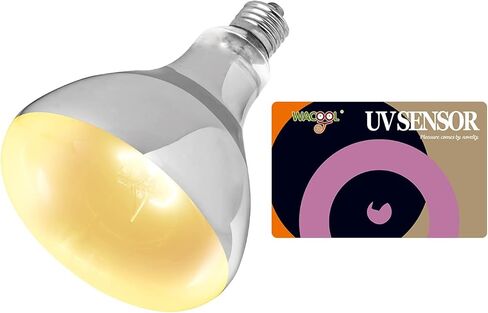 WACOOL مصباح الحرارة للزواحف UVA UVB ضوء الزواحف الكل في واحد، محاكاة كامل الطيف لمبة أشعة الشمس للزواحف البرمائية السلحفاة ثعبان أبو بريص التنين الملتحي استخدام + بطاقة مستشعر UVB قطعة واحدة in Kuwait